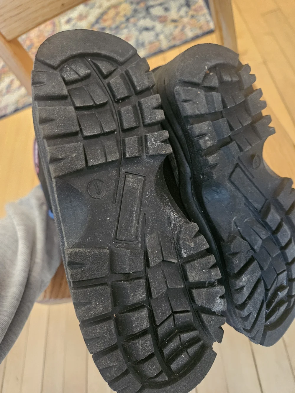 totes Kids Black and Purple Snow Boots with Blue Lining